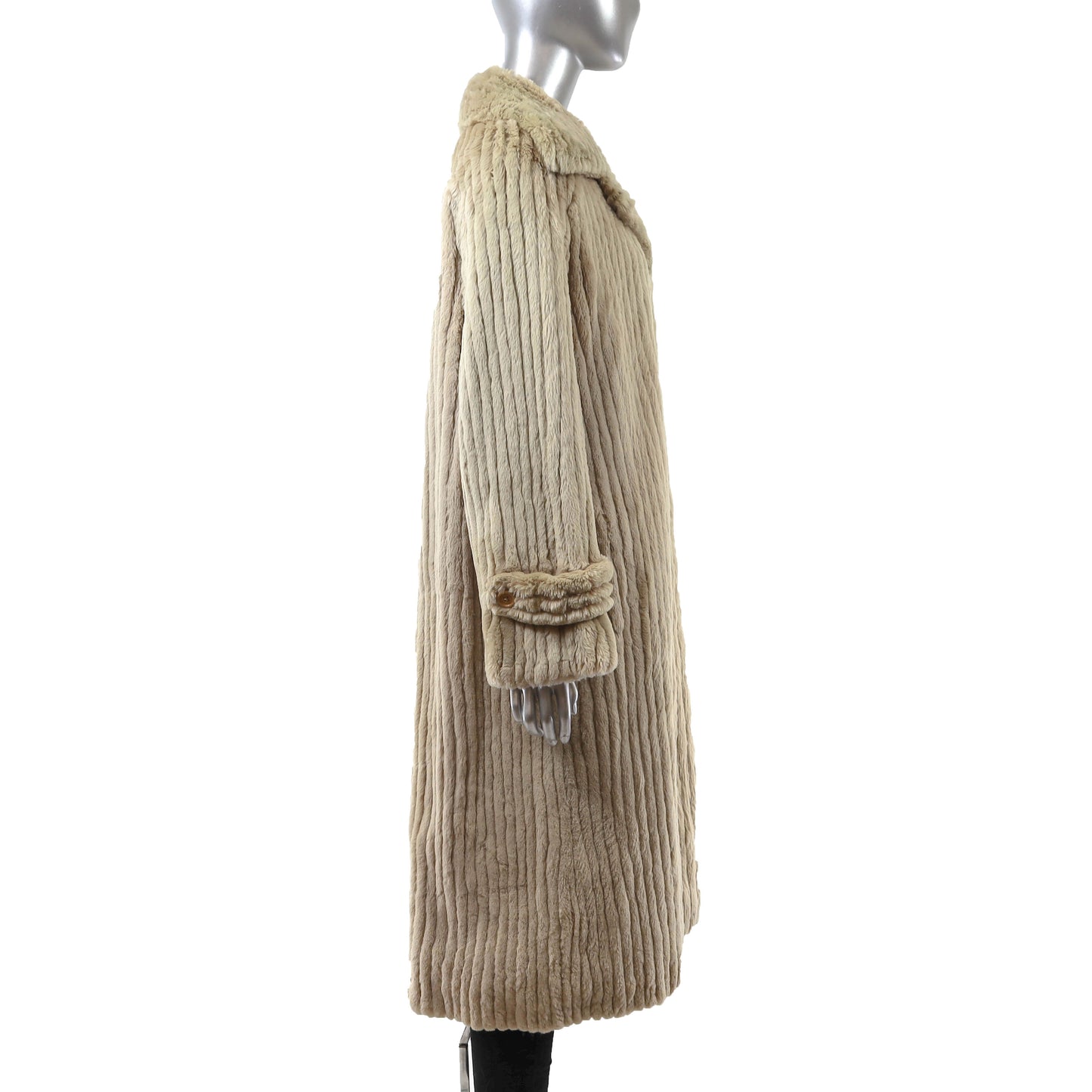 Beige Sheared Reversible Beaver Coat- Size M