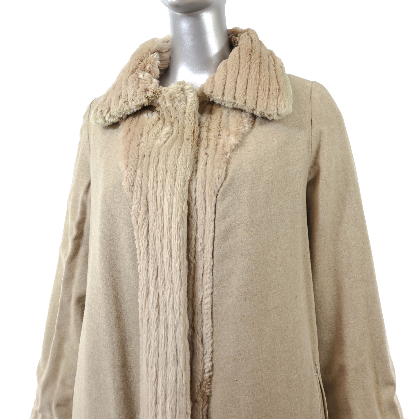 Beige Sheared Reversible Beaver Coat- Size M