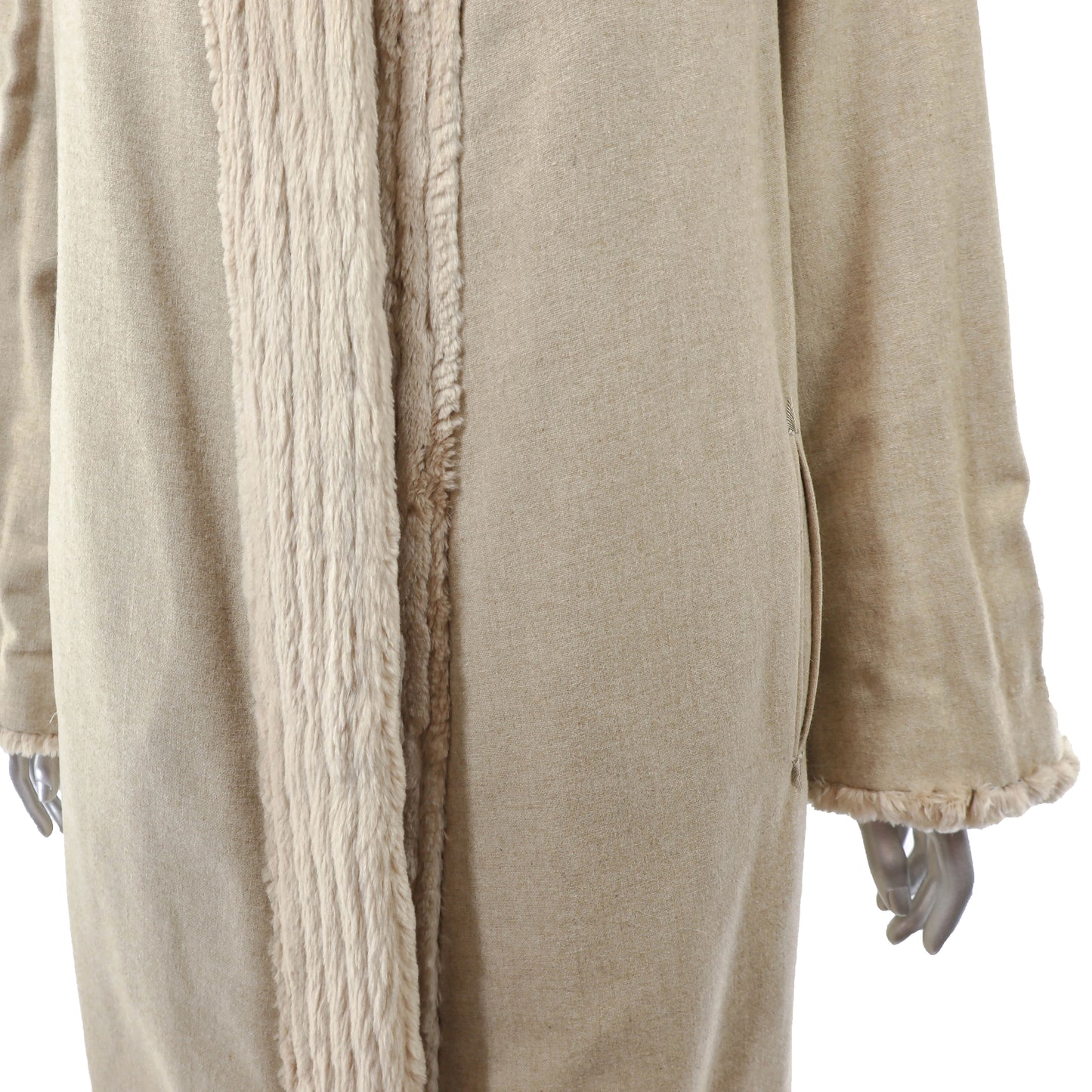 Beige Sheared Reversible Beaver Coat- Size M