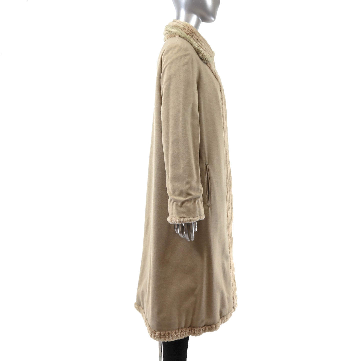 Beige Sheared Reversible Beaver Coat- Size M
