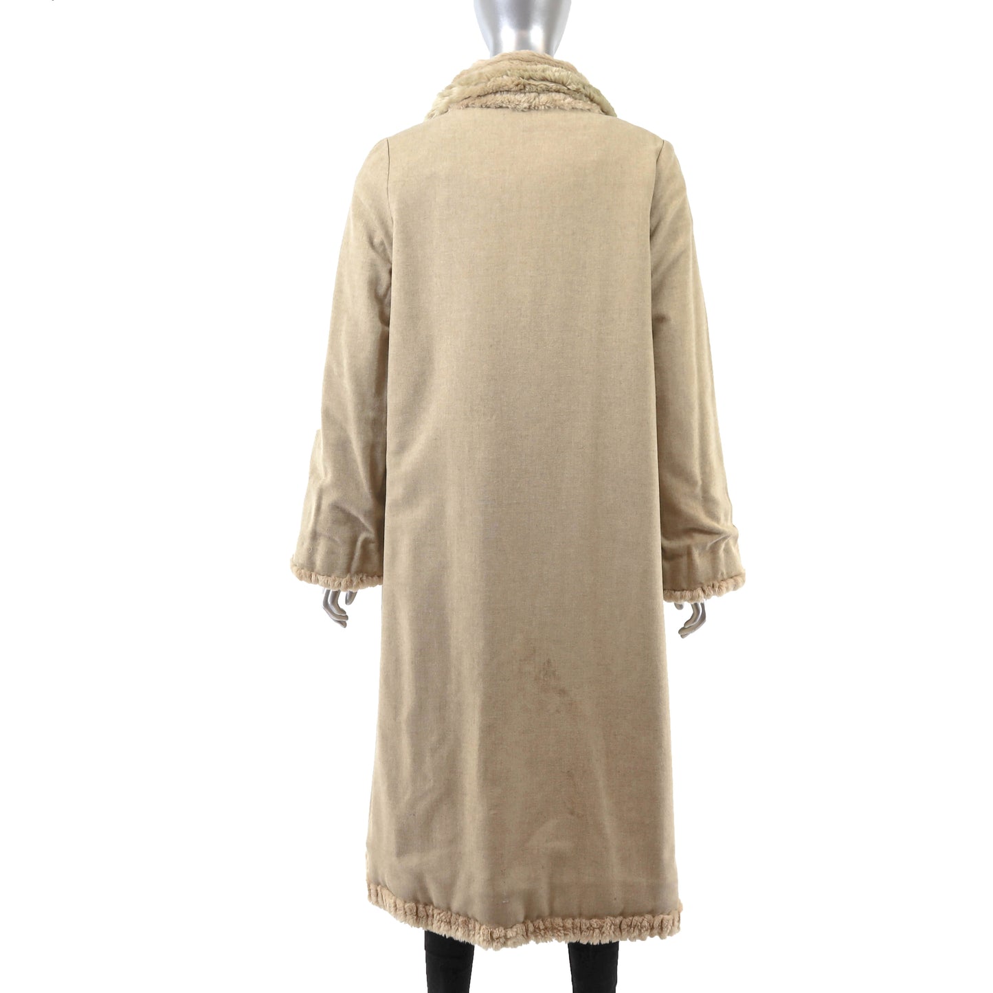 Beige Sheared Reversible Beaver Coat- Size M
