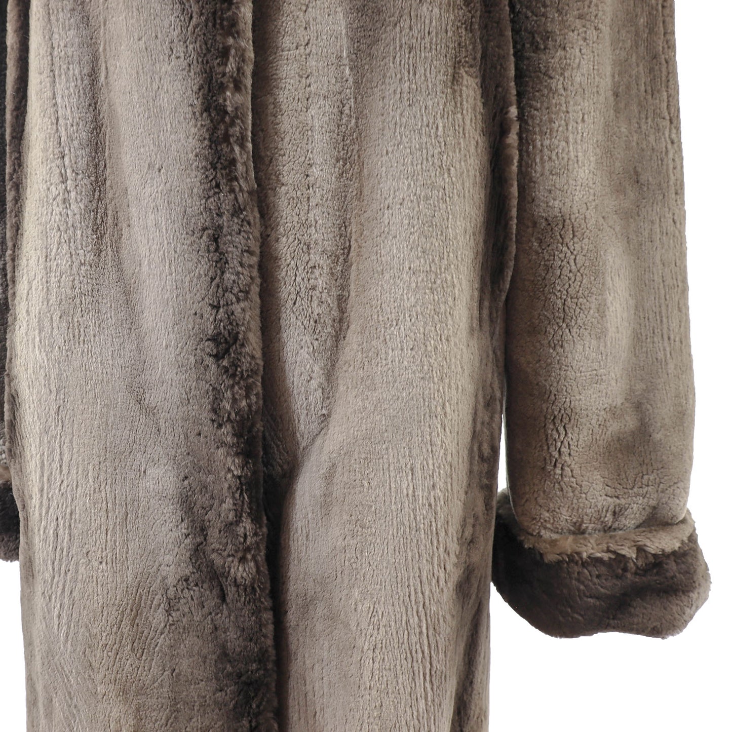 Brown Sheared Beaver Coat Reversible to Taffeta- Size M