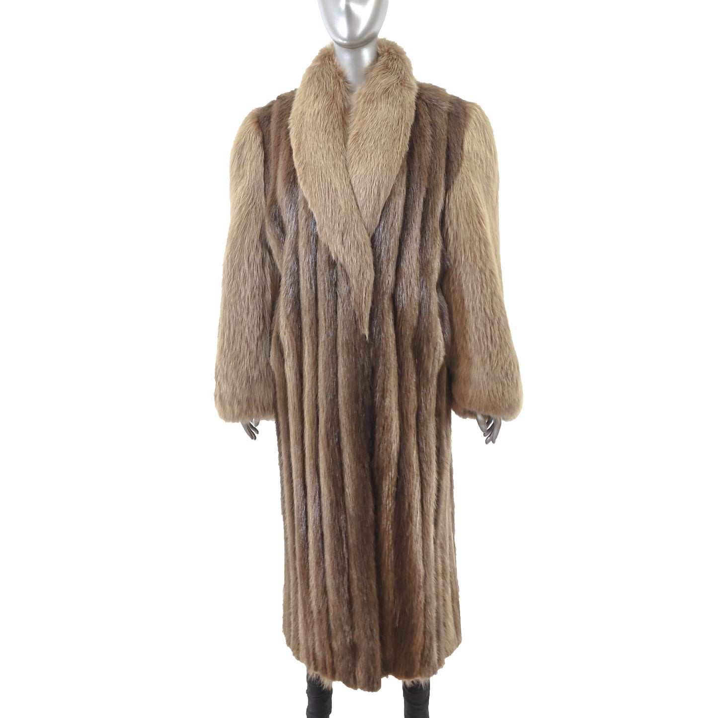 Beaver Coat with Fox Collar and Sleeves- Size M