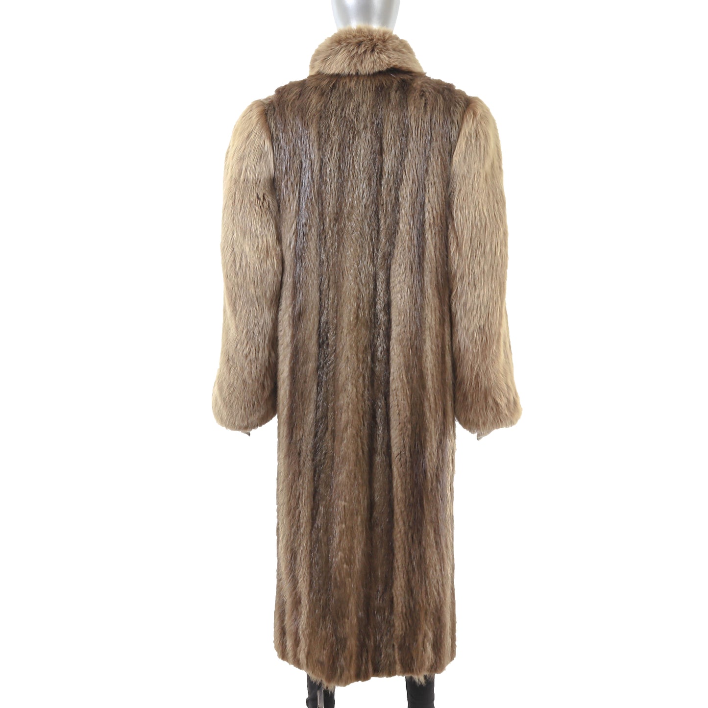 Beaver Coat with Fox Collar and Sleeves- Size M