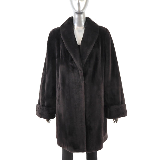Bill Blass Dark Brown Sheared Beaver 3/4 Coat- Size XL