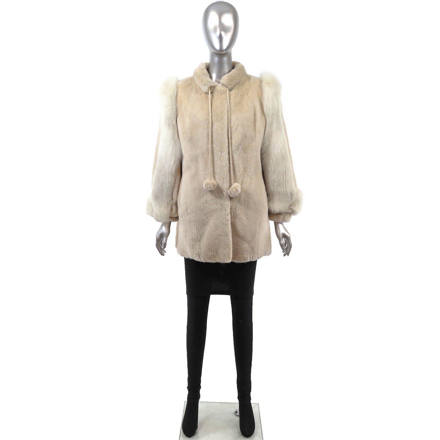Pastel Sheared Beaver Jacket with Fox Trim- Size M
