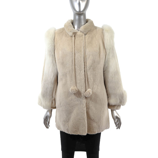 Pastel Sheared Beaver Jacket with Fox Trim- Size M