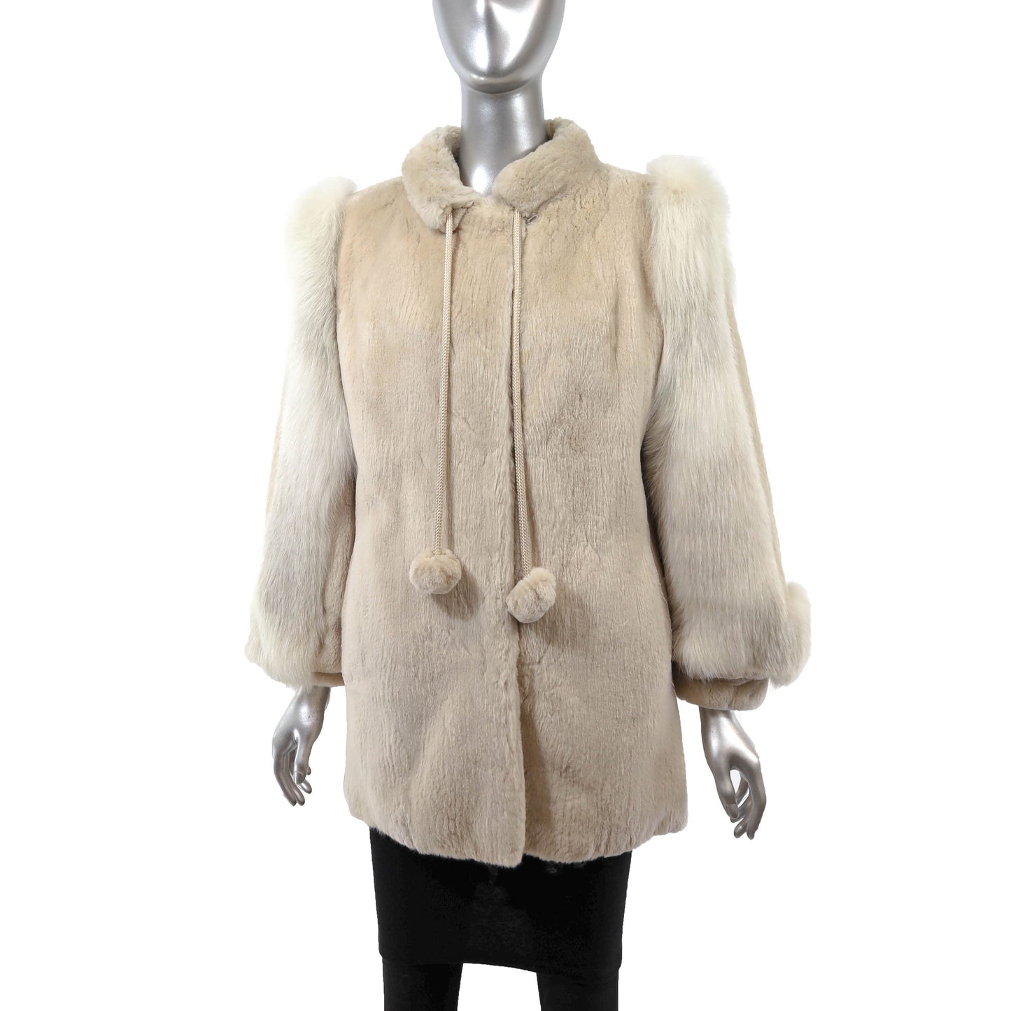 Pastel Sheared Beaver Jacket with Fox Trim- Size M