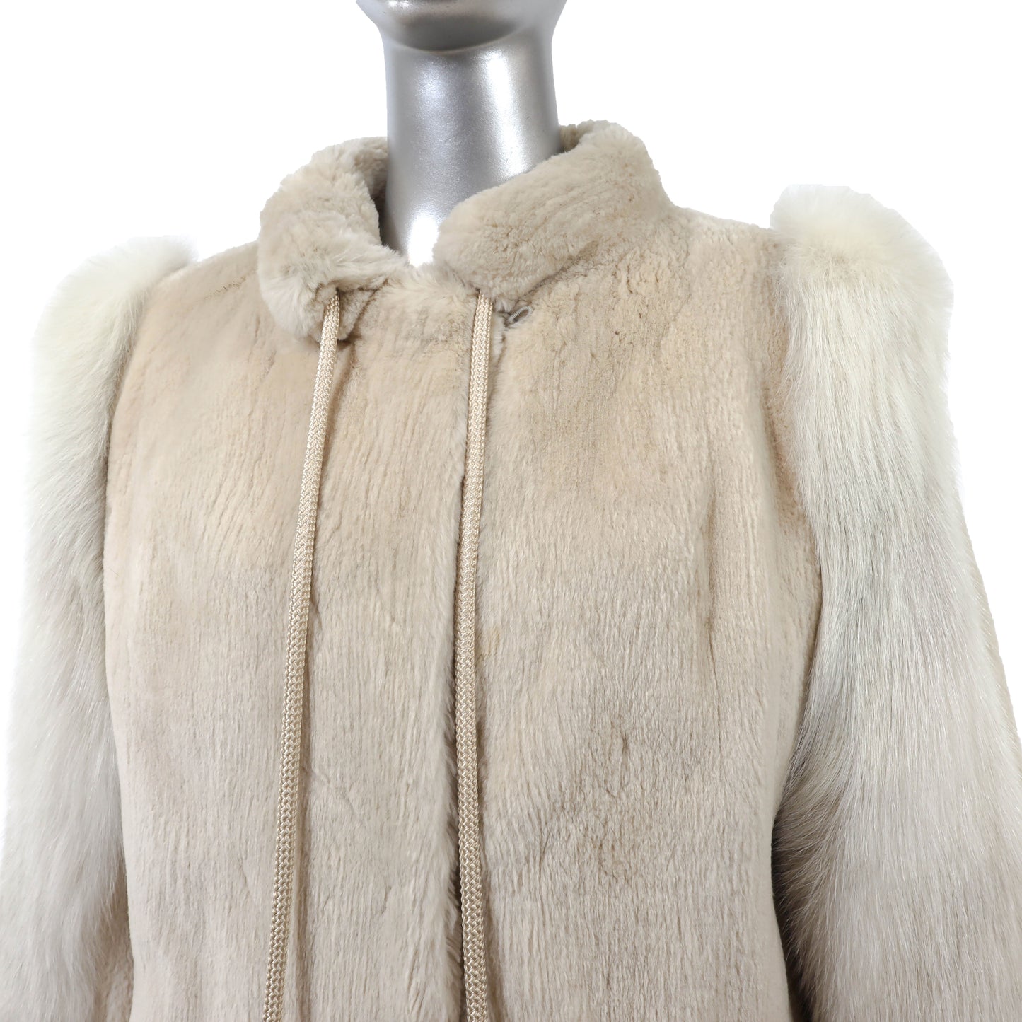 Pastel Sheared Beaver Jacket with Fox Trim- Size M