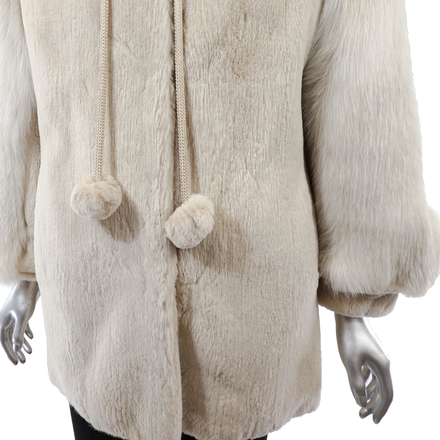 Pastel Sheared Beaver Jacket with Fox Trim- Size M