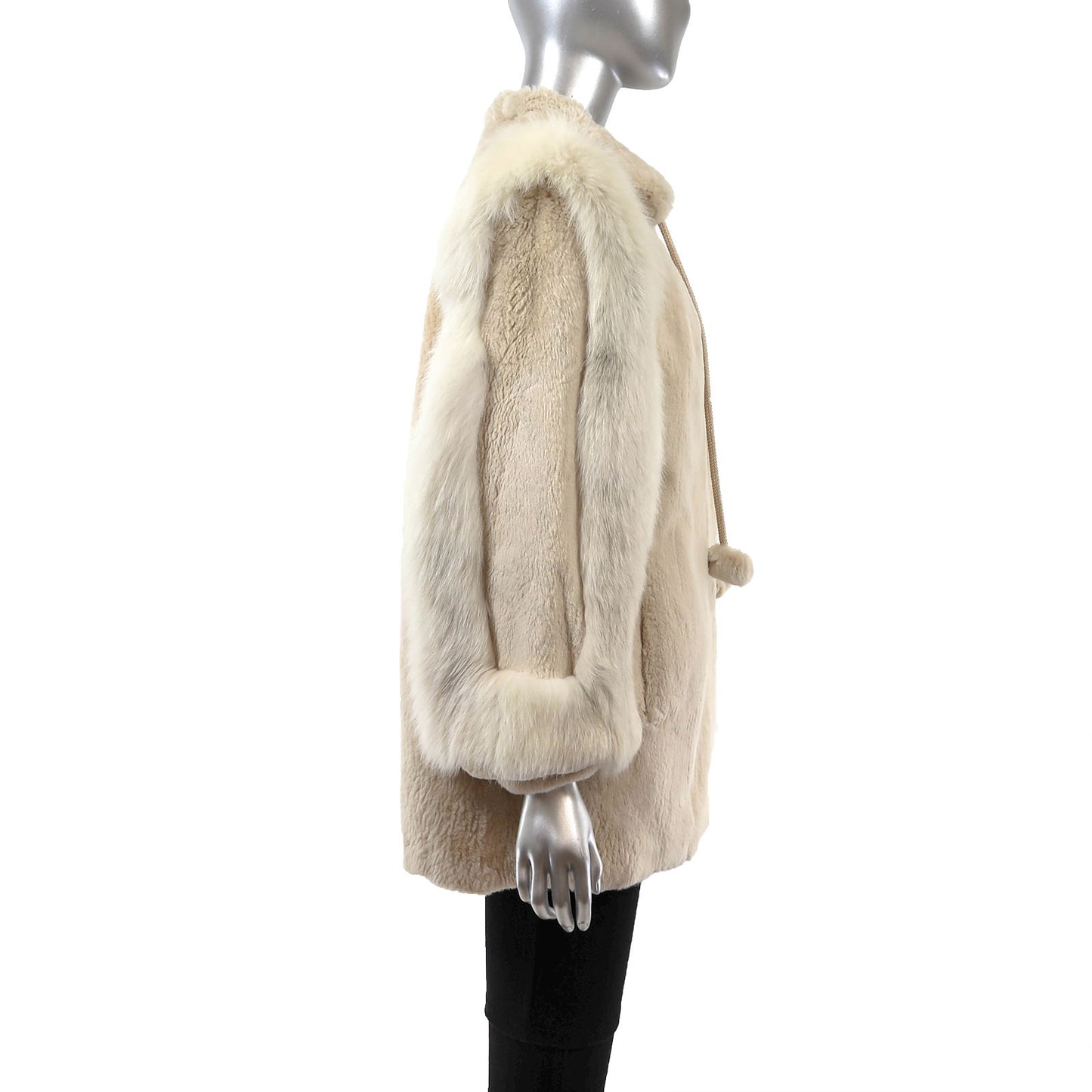 Pastel Sheared Beaver Jacket with Fox Trim- Size M