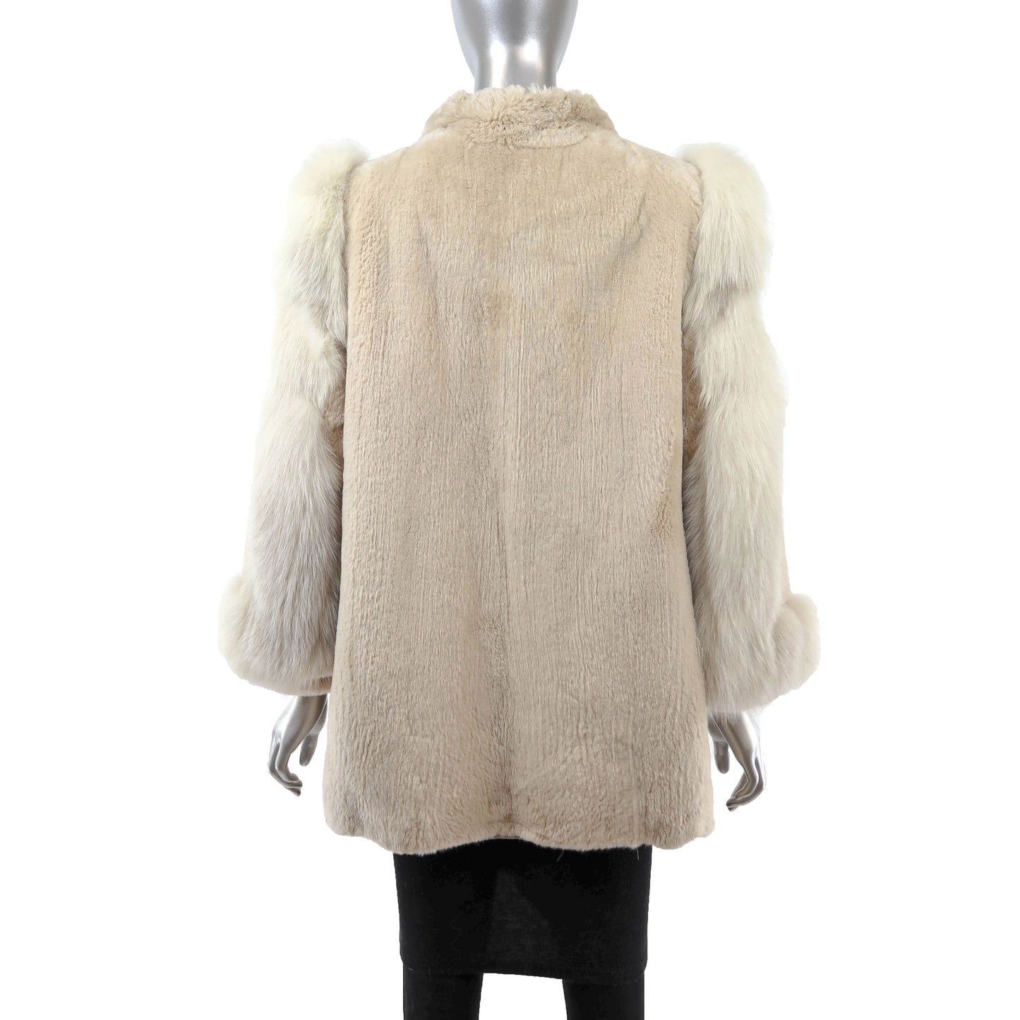 Pastel Sheared Beaver Jacket with Fox Trim- Size M