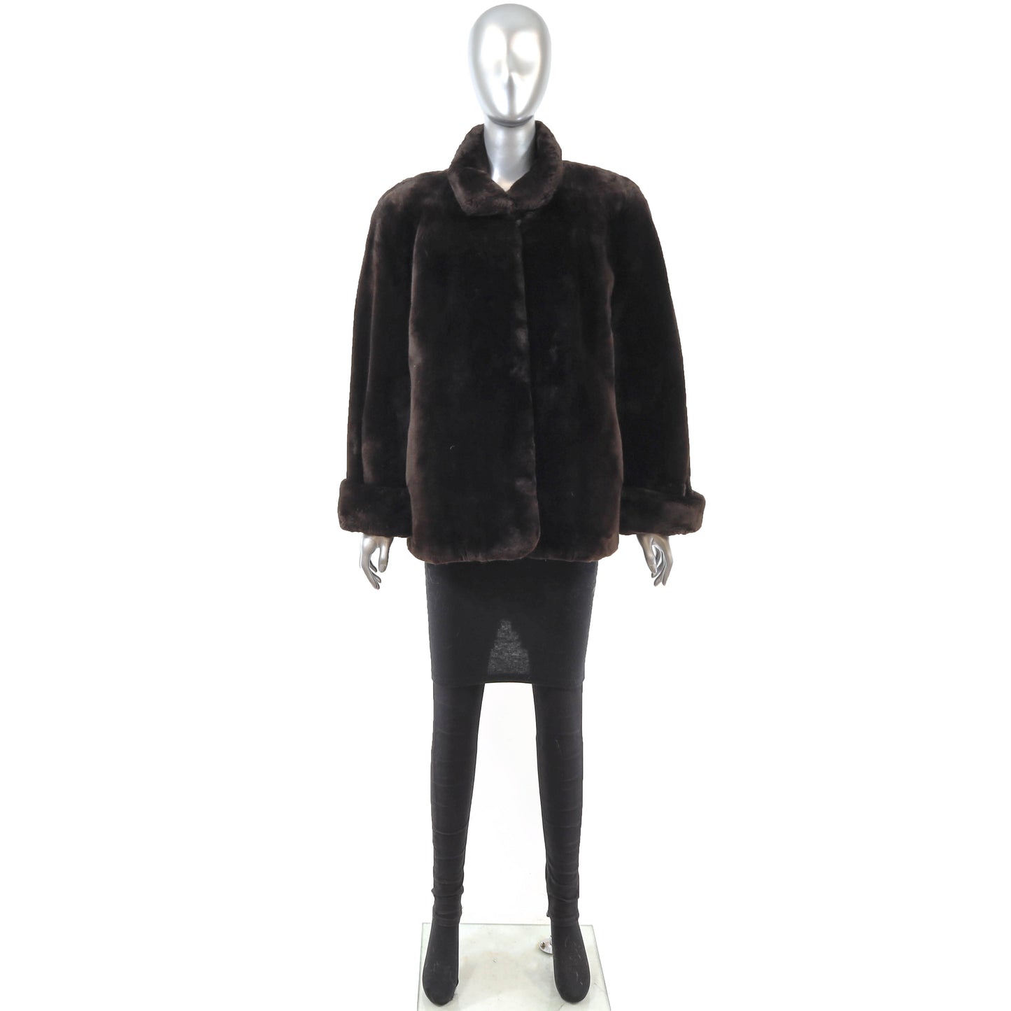 Neiman Marcus Dark Brown Sheared Beaver Jacket- Size L