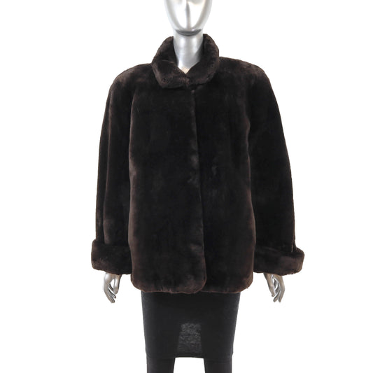 Neiman Marcus Dark Brown Sheared Beaver Jacket- Size L