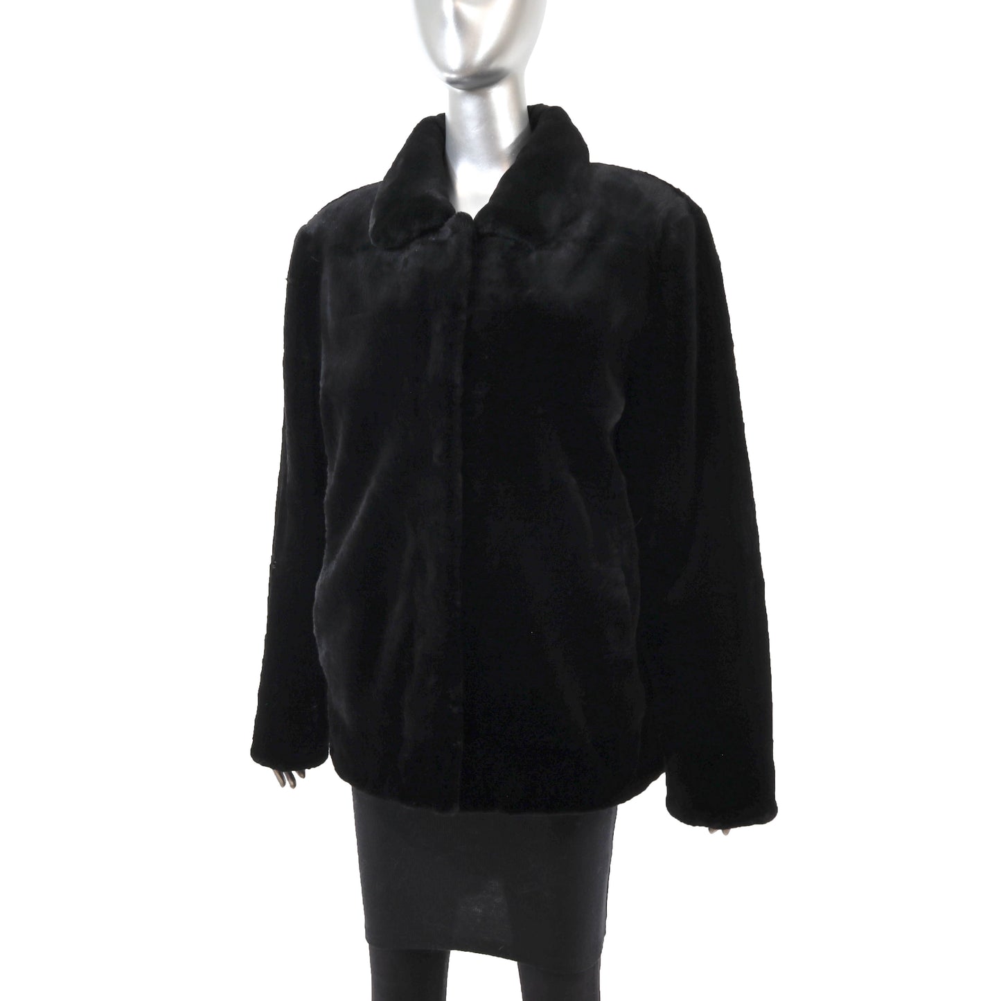 Black Sheared Beaver Jacket- Size L