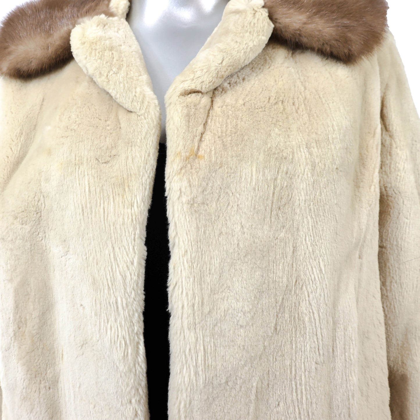 Pastel Sheared Beaver Jacket with Mink Collar- Size S