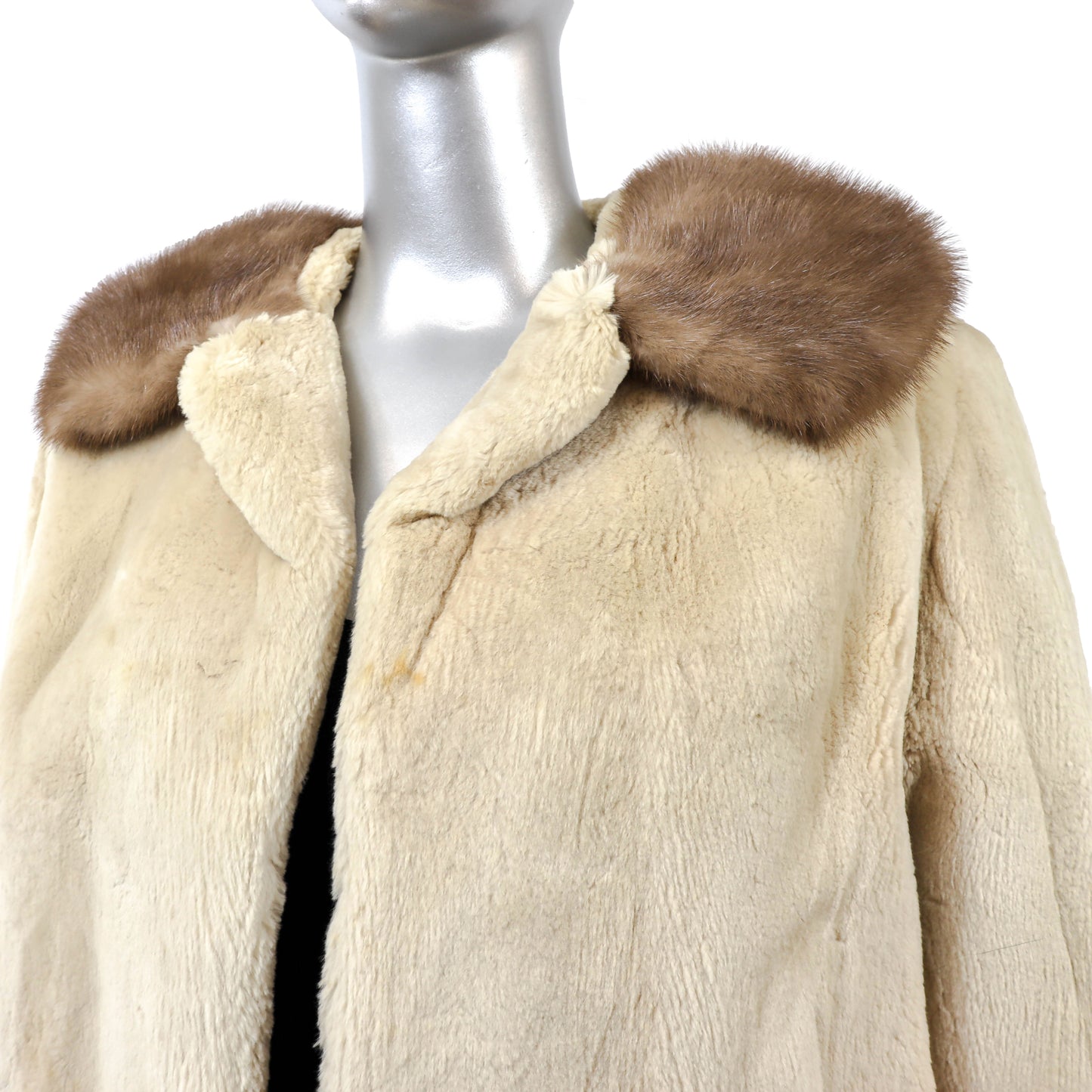 Pastel Sheared Beaver Jacket with Mink Collar- Size S