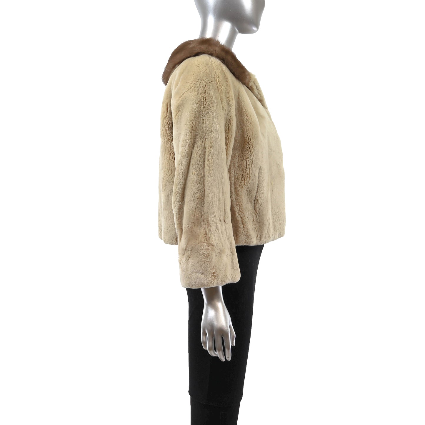 Pastel Sheared Beaver Jacket with Mink Collar- Size S