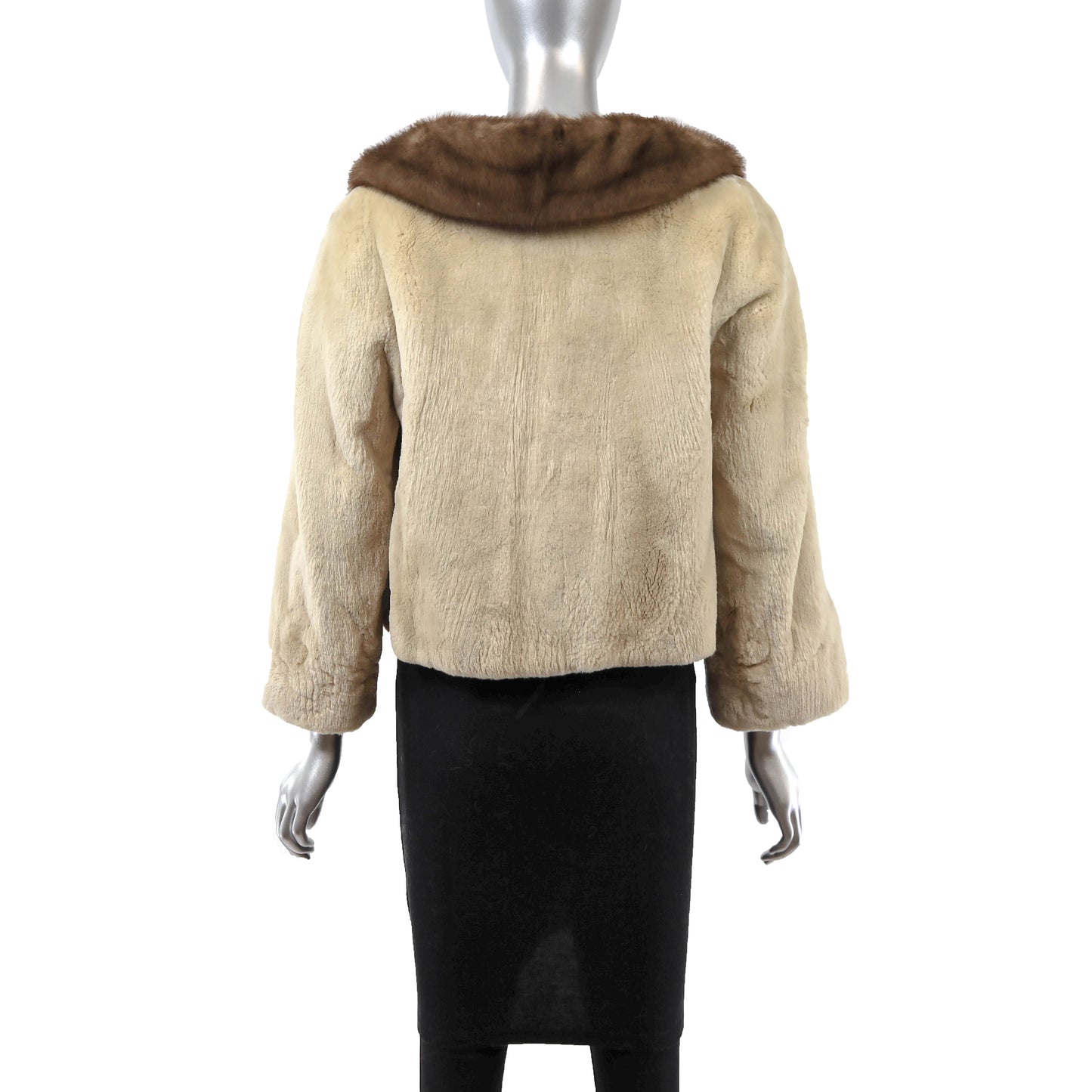 Pastel Sheared Beaver Jacket with Mink Collar- Size S