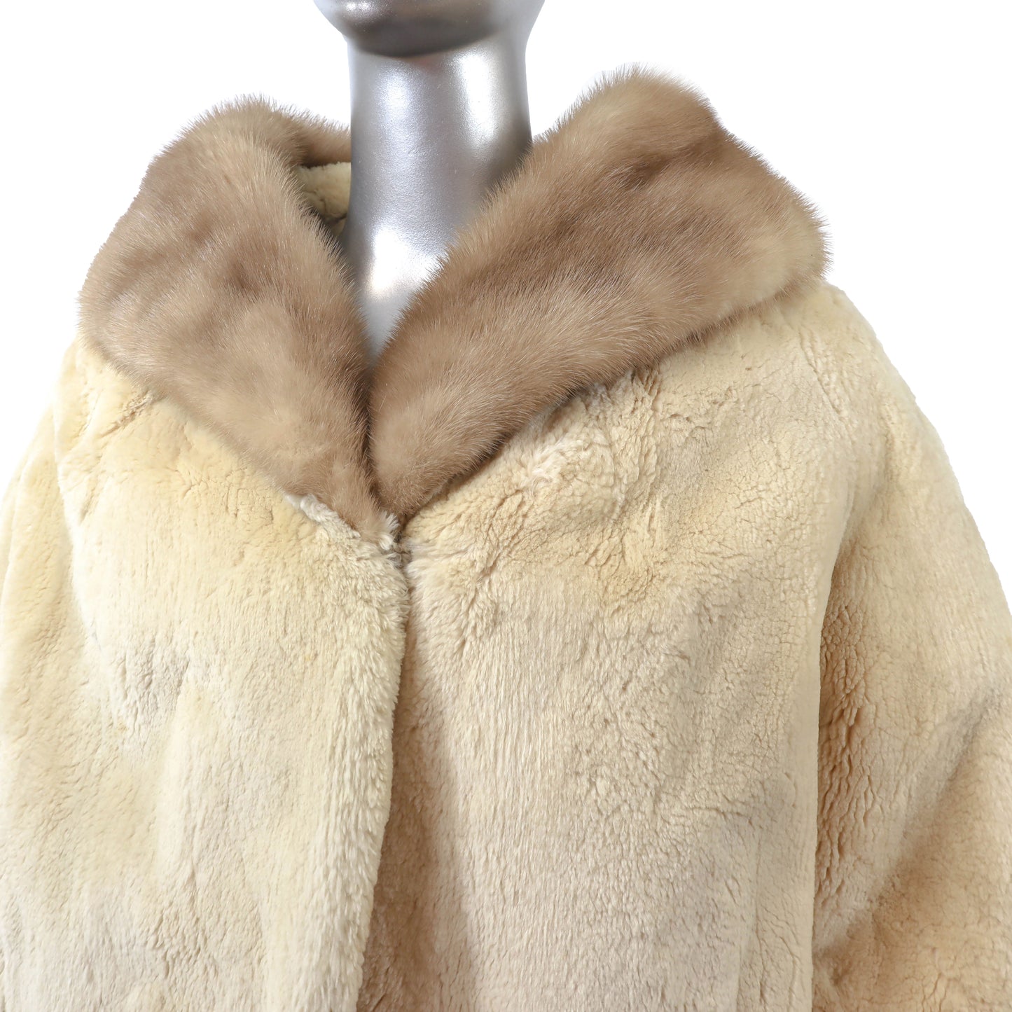 Pastel Sheared Beaver Jacket with Mink Collar- Size M