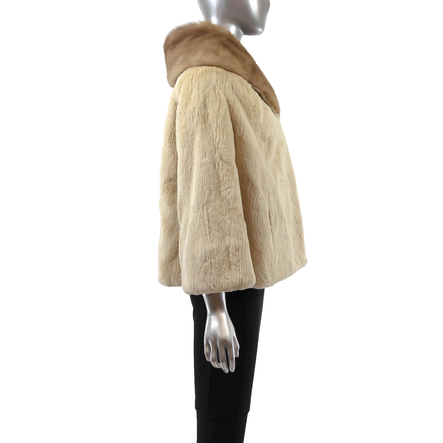 Pastel Sheared Beaver Jacket with Mink Collar- Size M