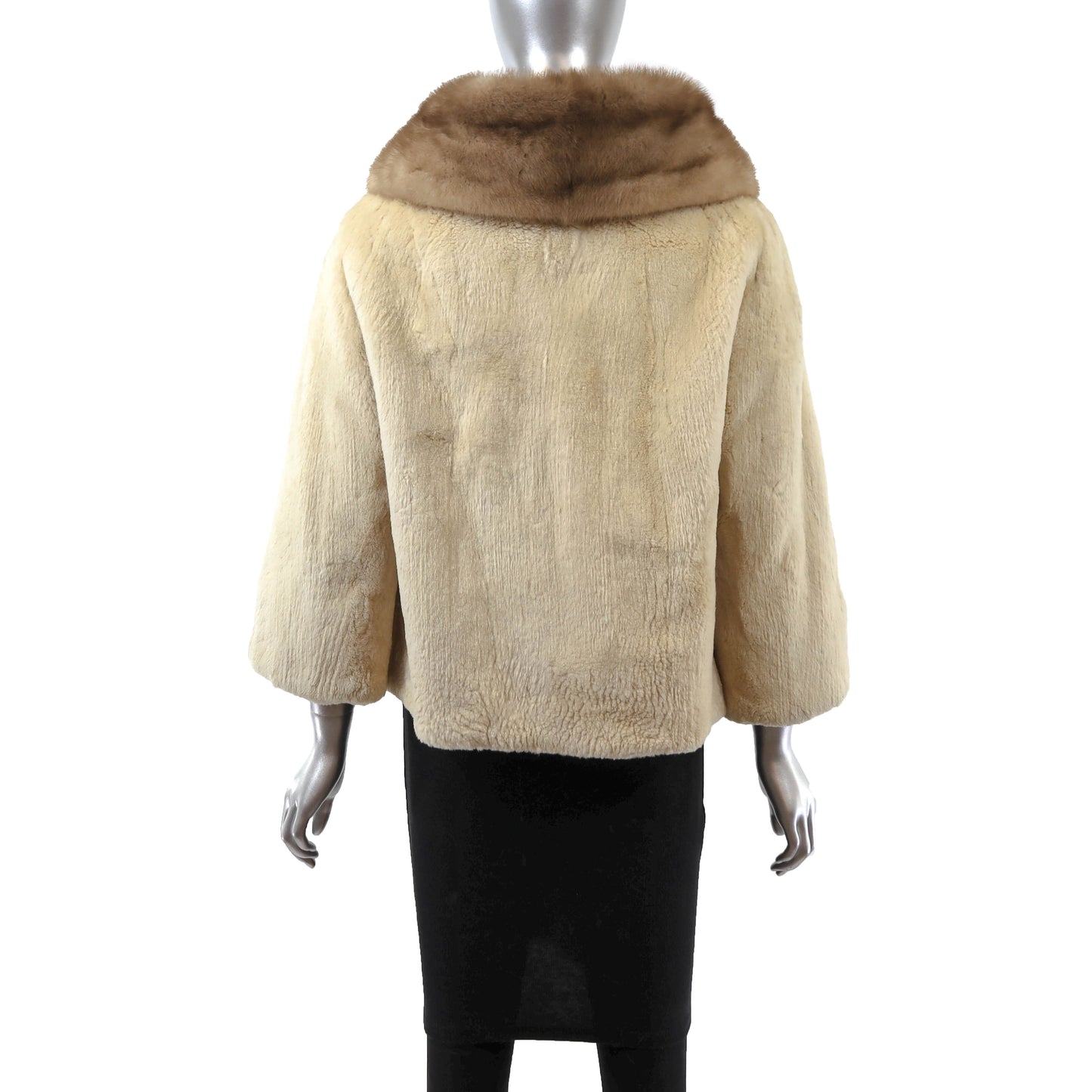 Pastel Sheared Beaver Jacket with Mink Collar- Size M