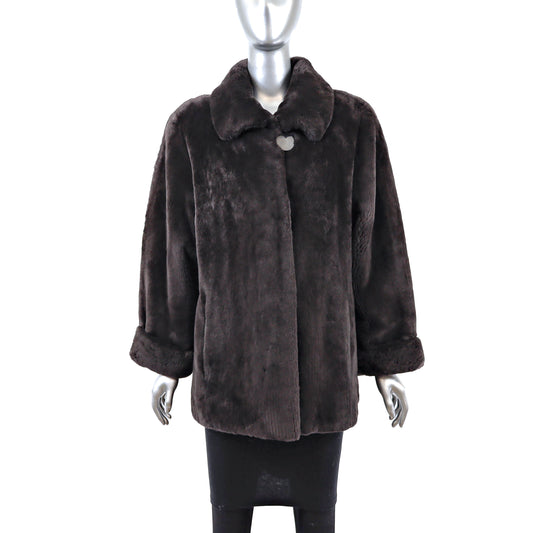 Brown Sheared Beaver Jacket- Size M