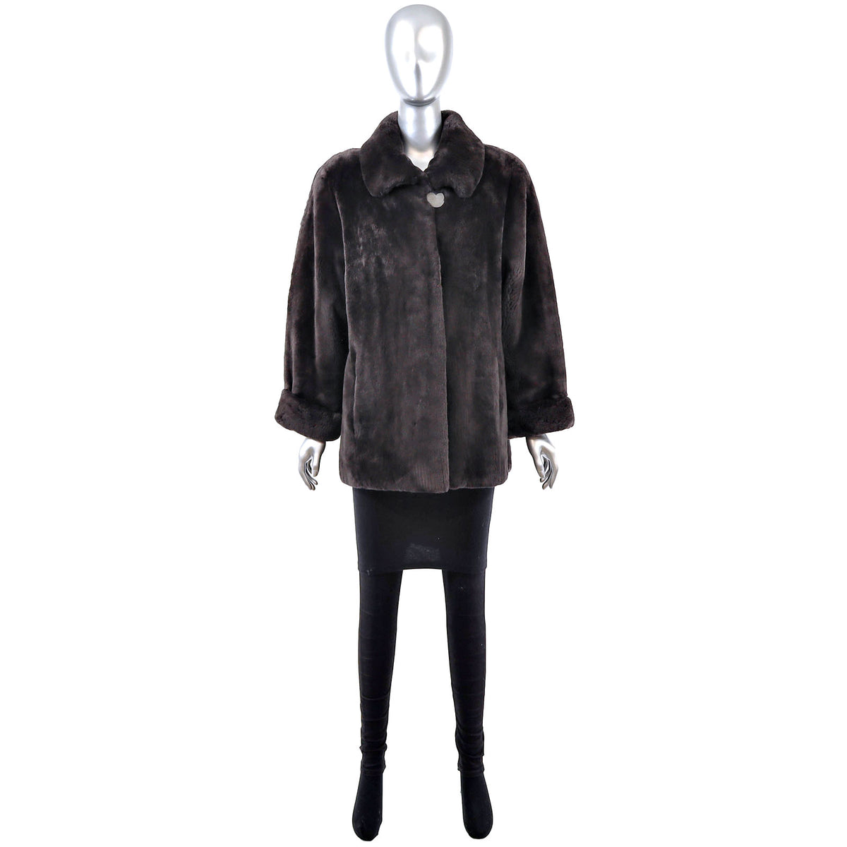 Brown Sheared Beaver Jacket- Size M