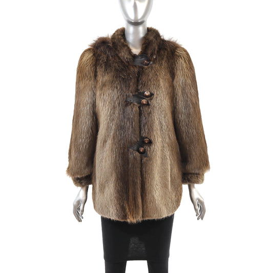 Beaver Jacket with Detachable Hood- Size M