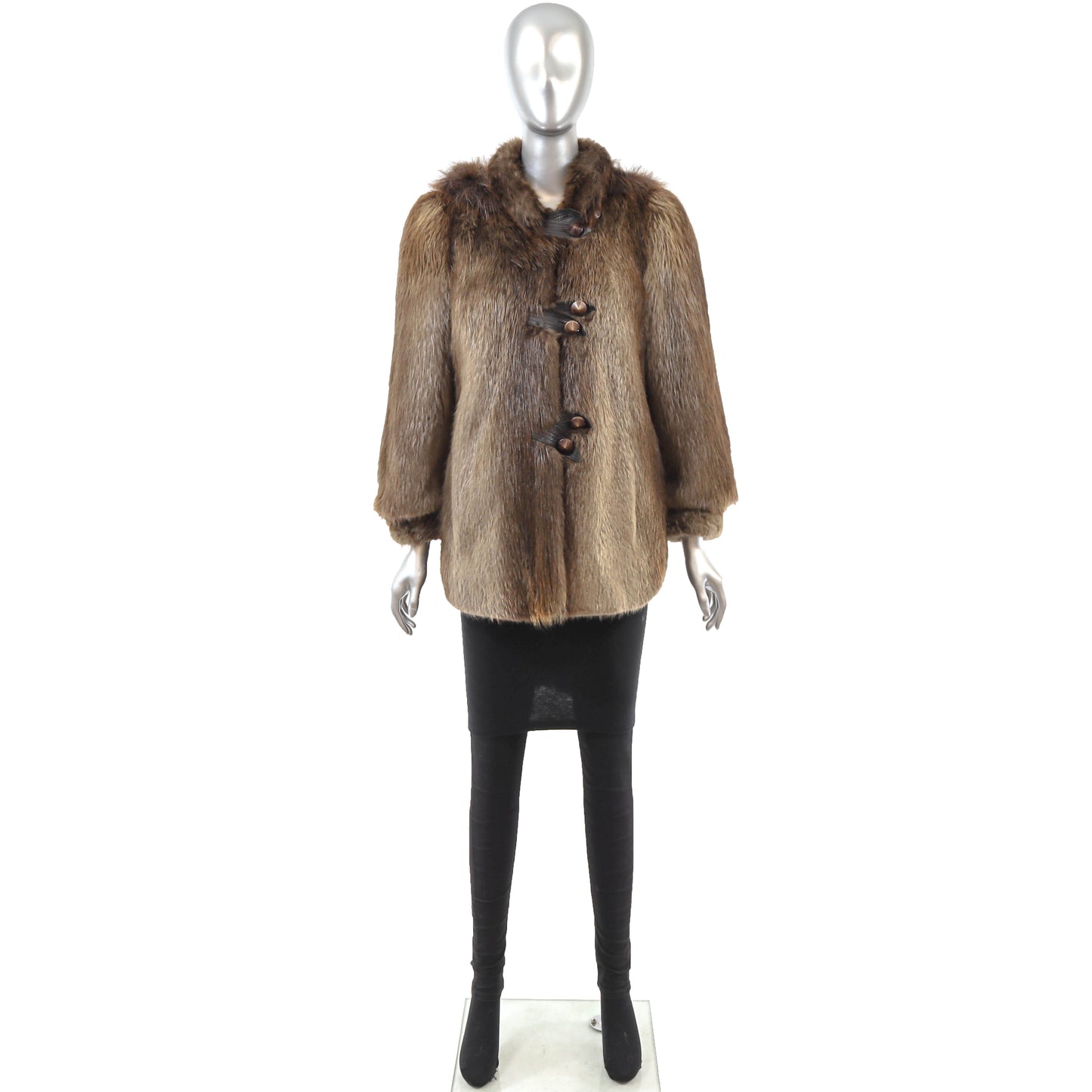 Beaver Jacket with Detachable Hood- Size M
