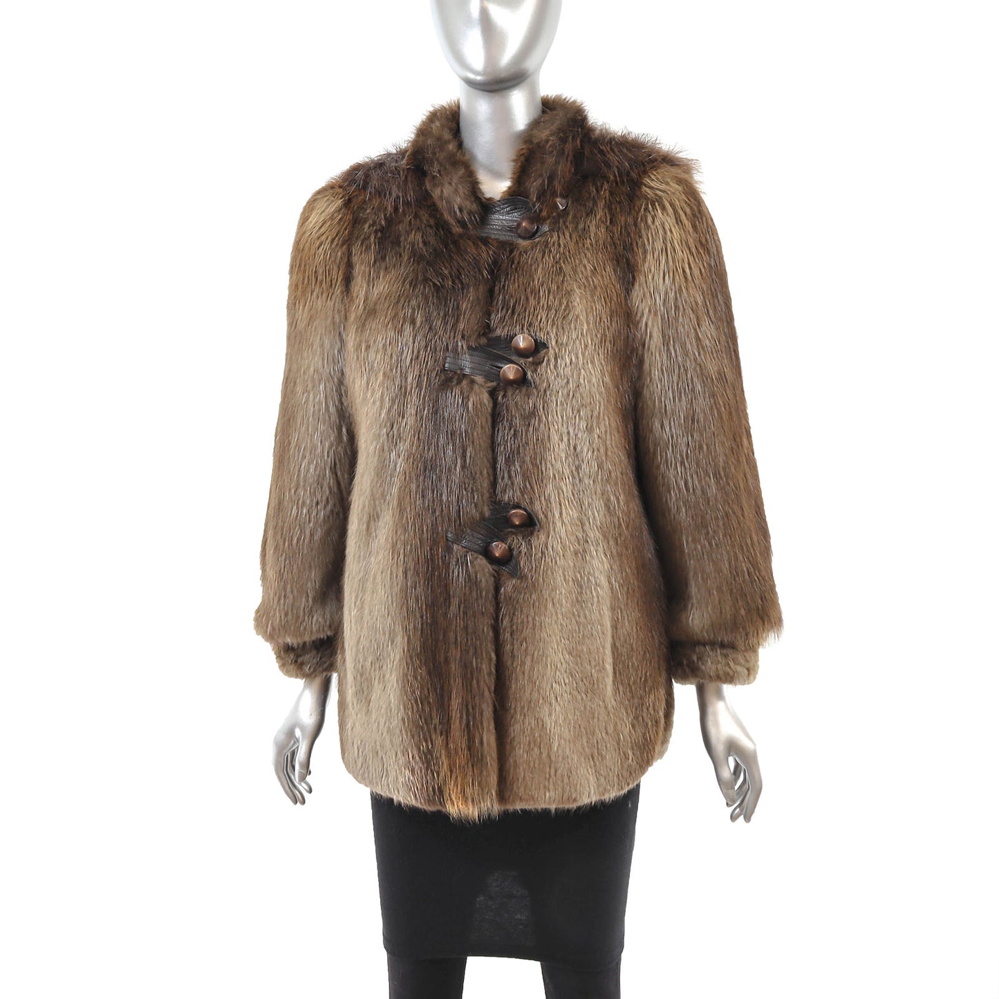 Beaver Jacket with Detachable Hood- Size M