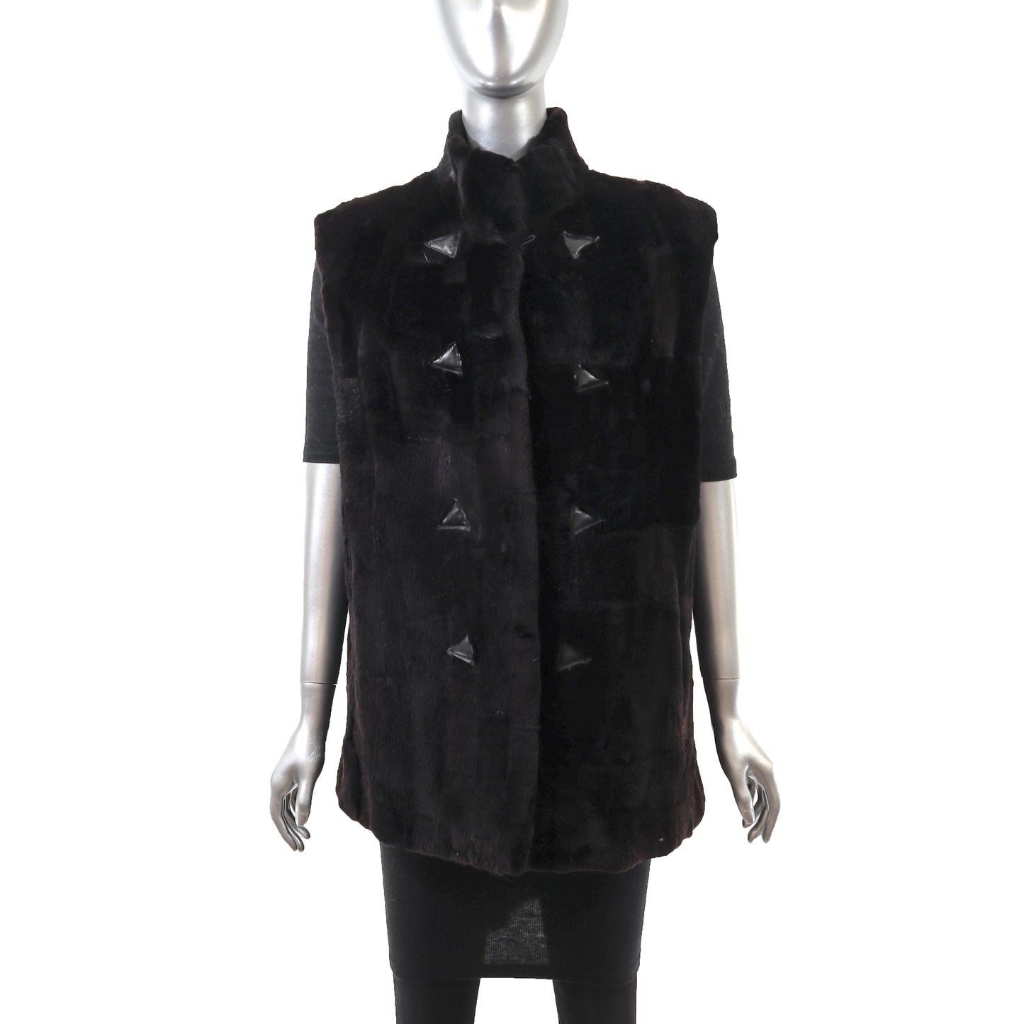 Dark Brown Sheared Beaver Vest- Size L