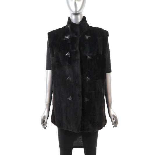 Dark Brown Sheared Beaver Vest- Size L