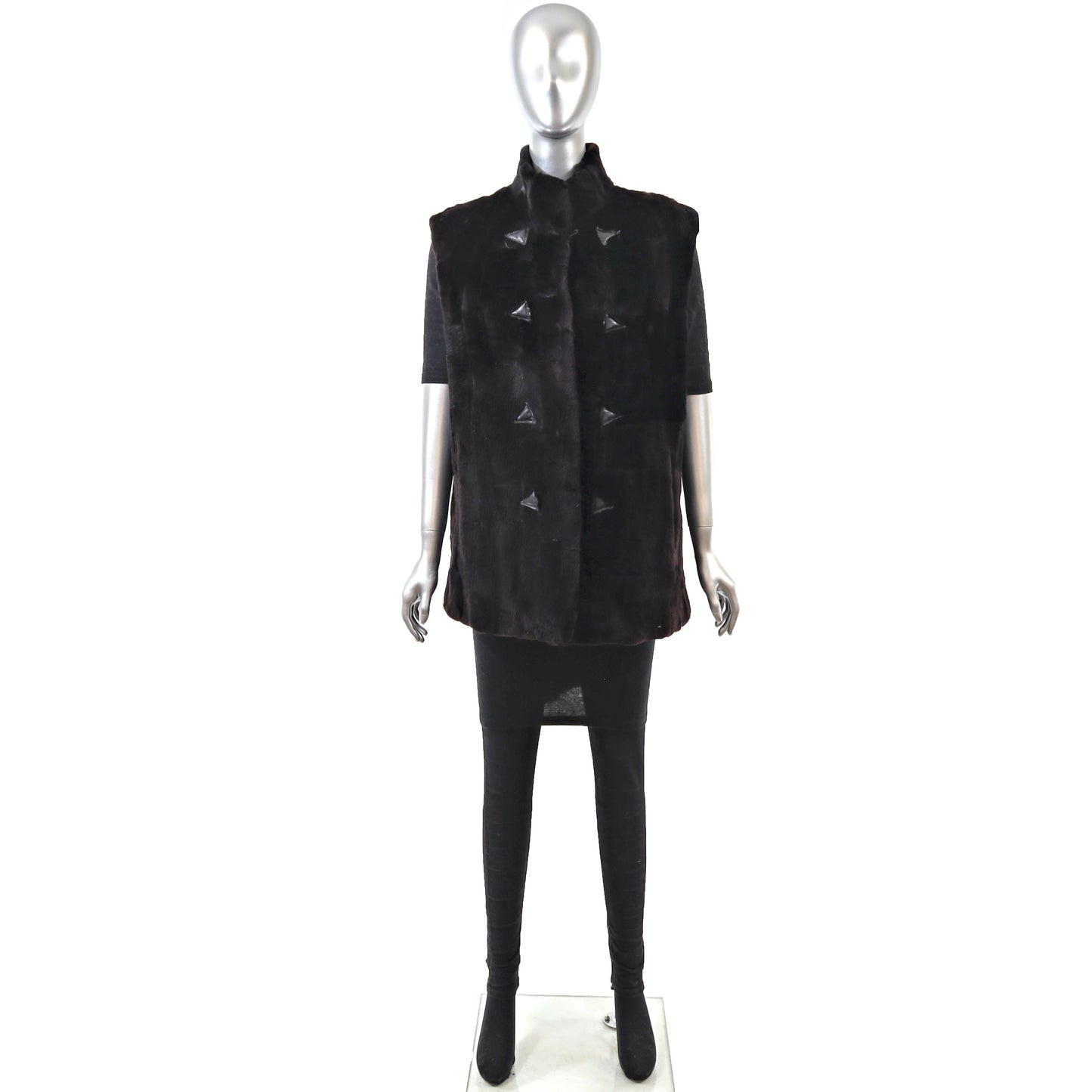 Dark Brown Sheared Beaver Vest- Size L