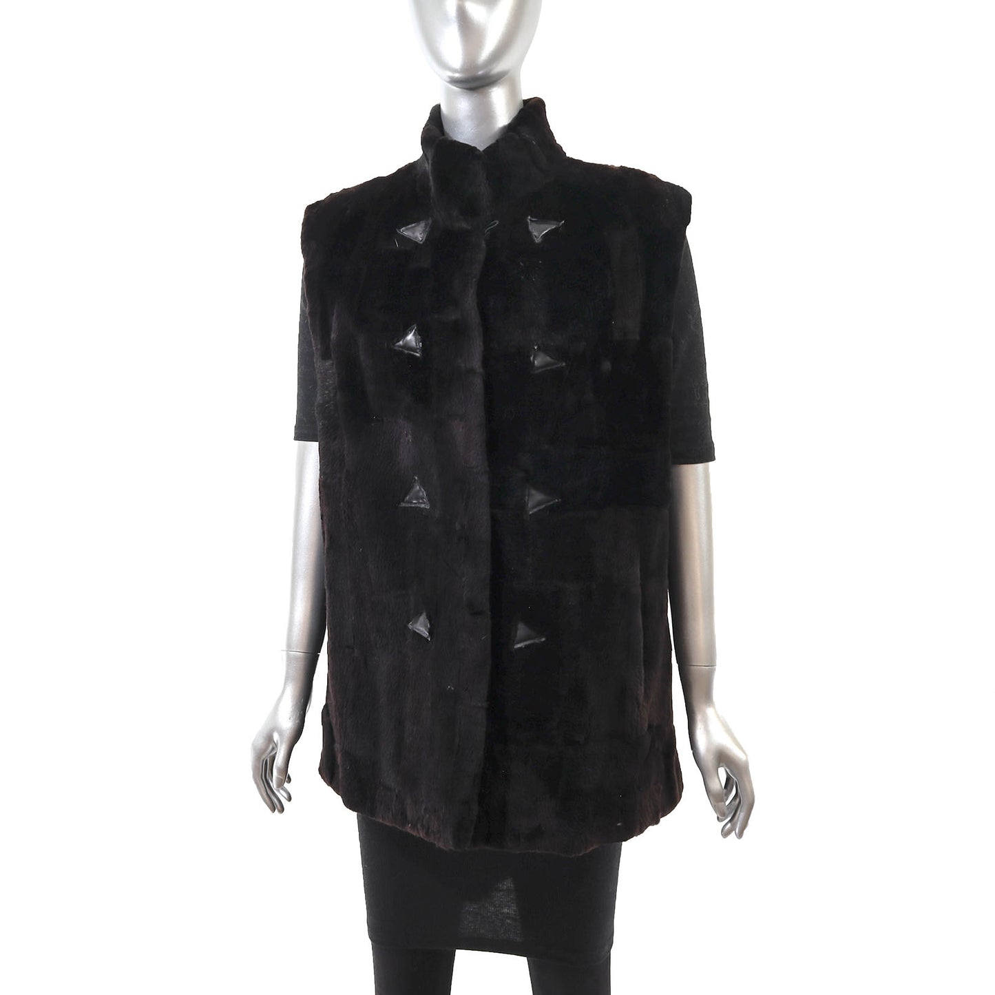 Dark Brown Sheared Beaver Vest- Size L