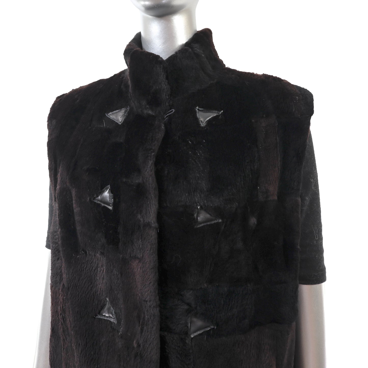 Dark Brown Sheared Beaver Vest- Size L