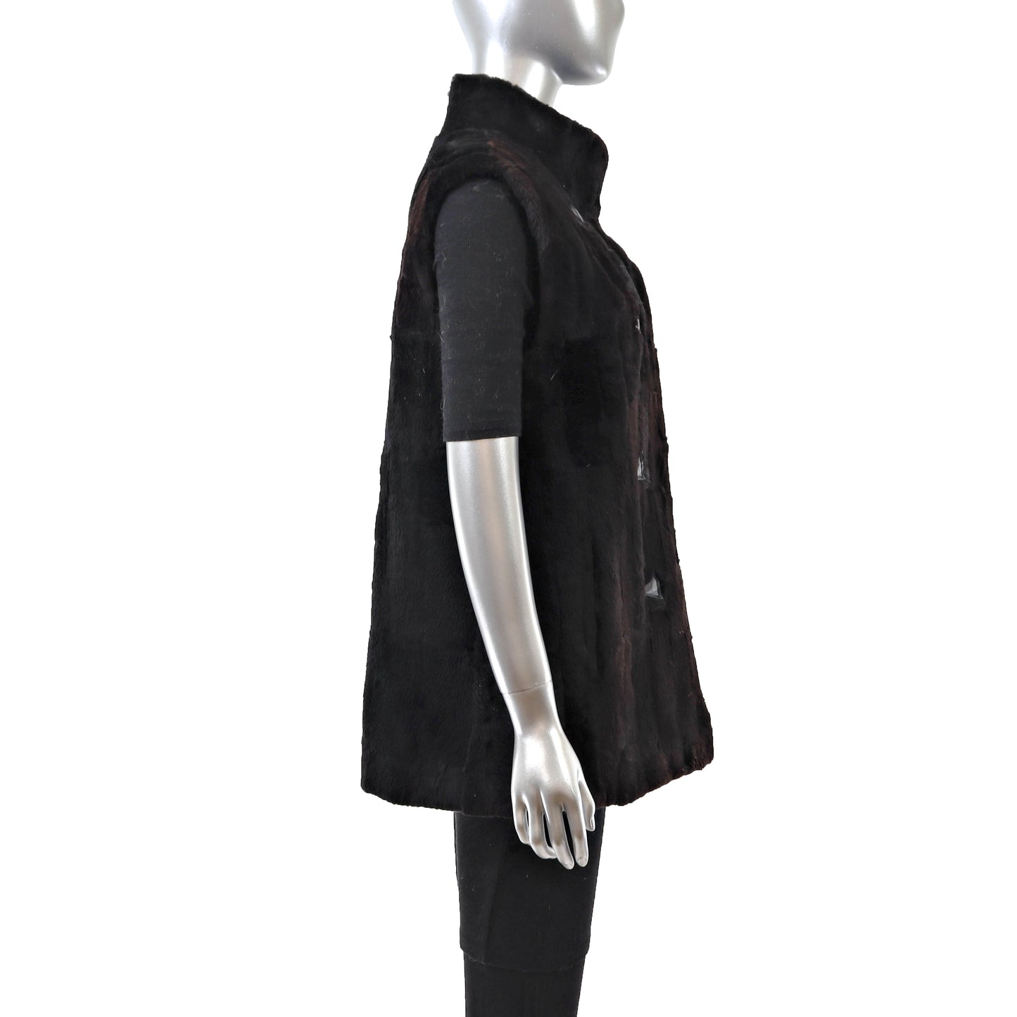 Dark Brown Sheared Beaver Vest- Size L