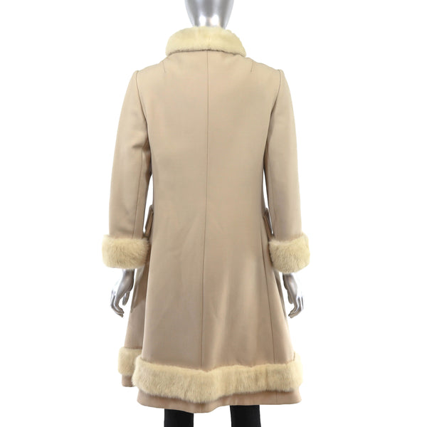 Beige Coat with MInk Trim- Size M