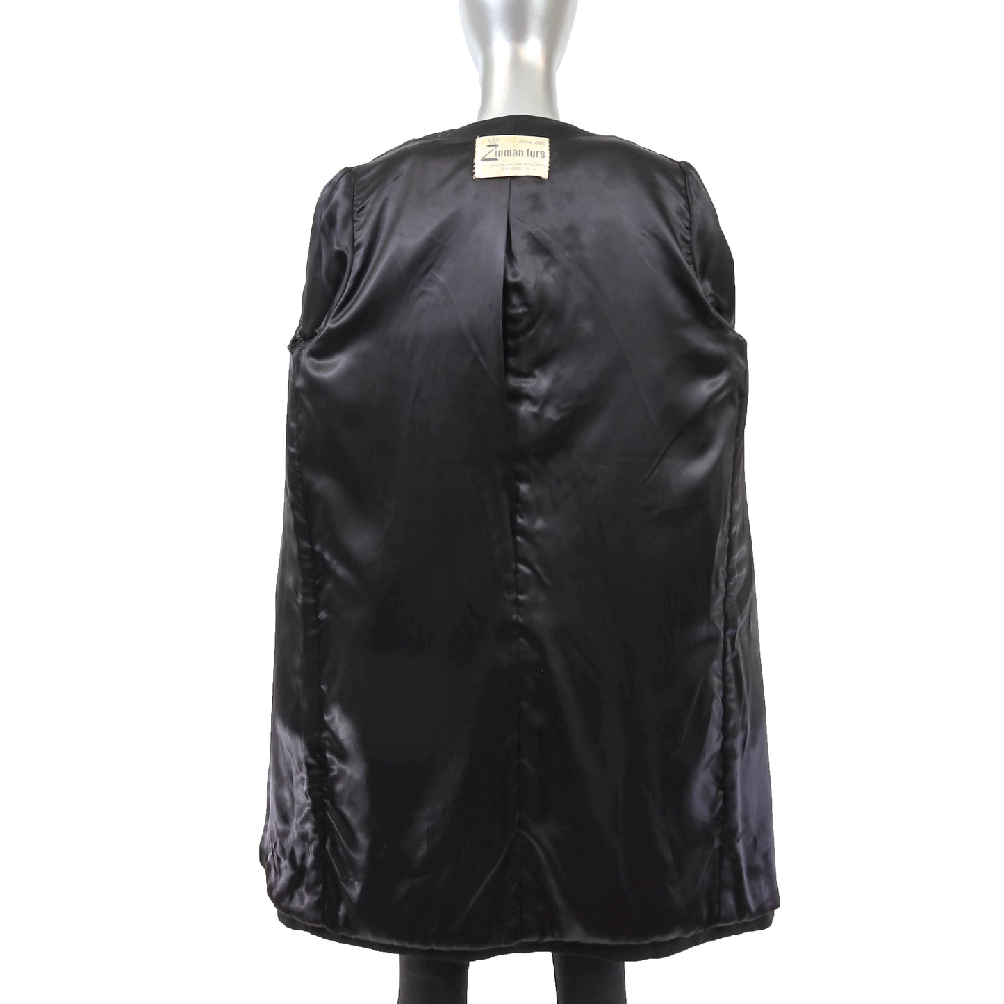 Black Fabric Coat with Mink Trim- Size M