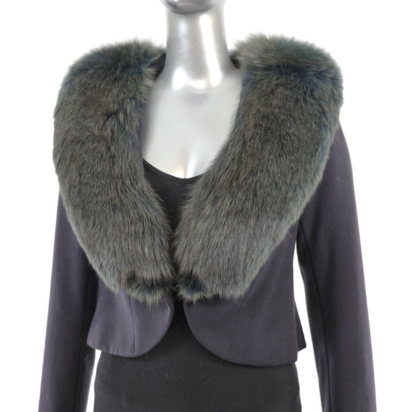 Wool and Bemberg Bolero Jacket with Fox Collar- Size XS
