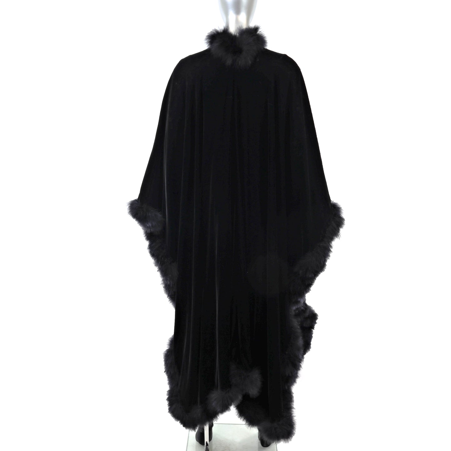 Black Velvet Cape with Feather Trim- Size Free