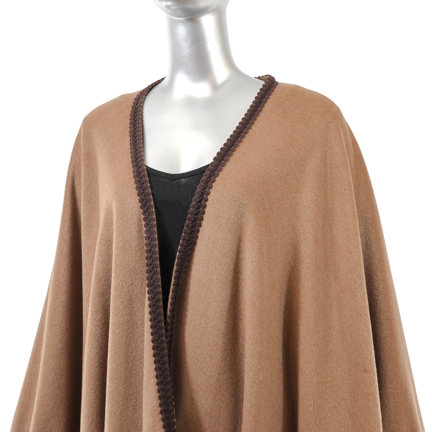 Camel Cashmere Cape with Mink Trim- Size Free