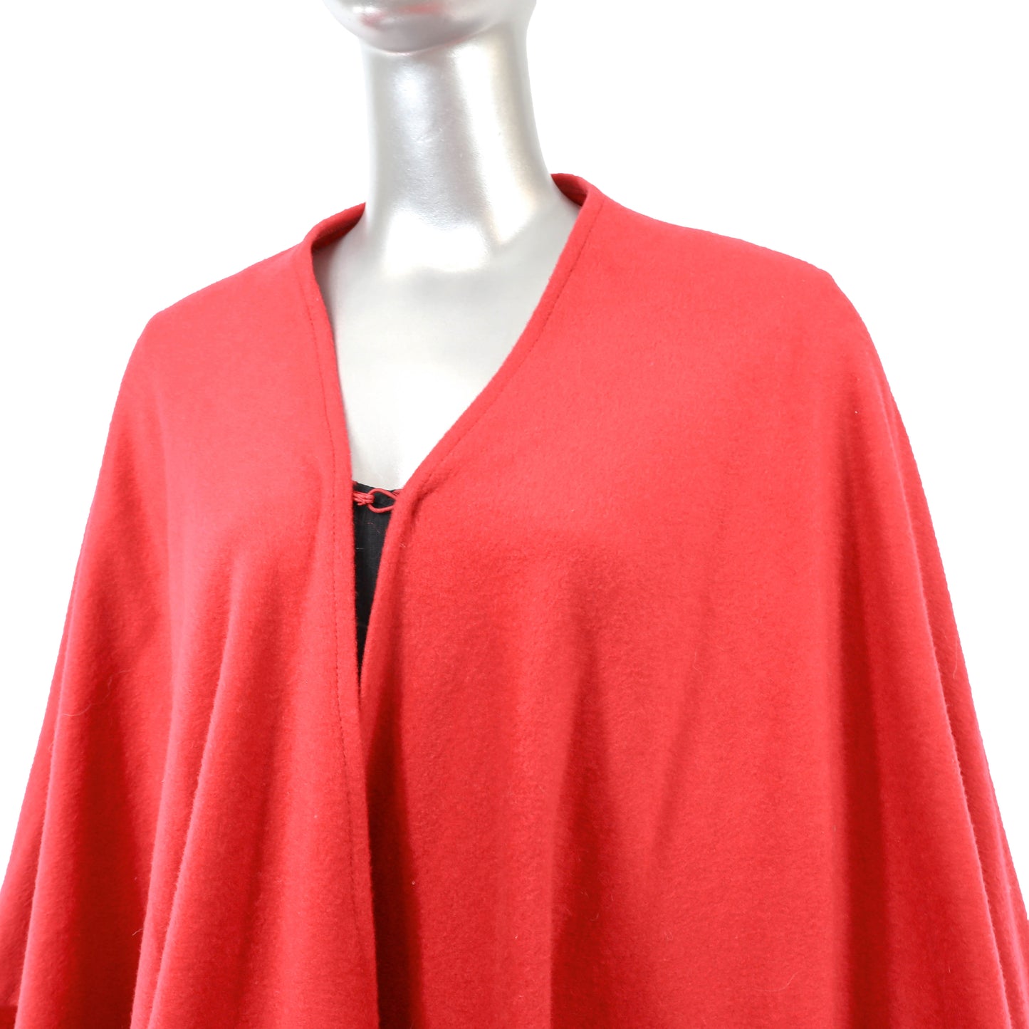 Red Cashmere Cape with Rabbit- Size Free
