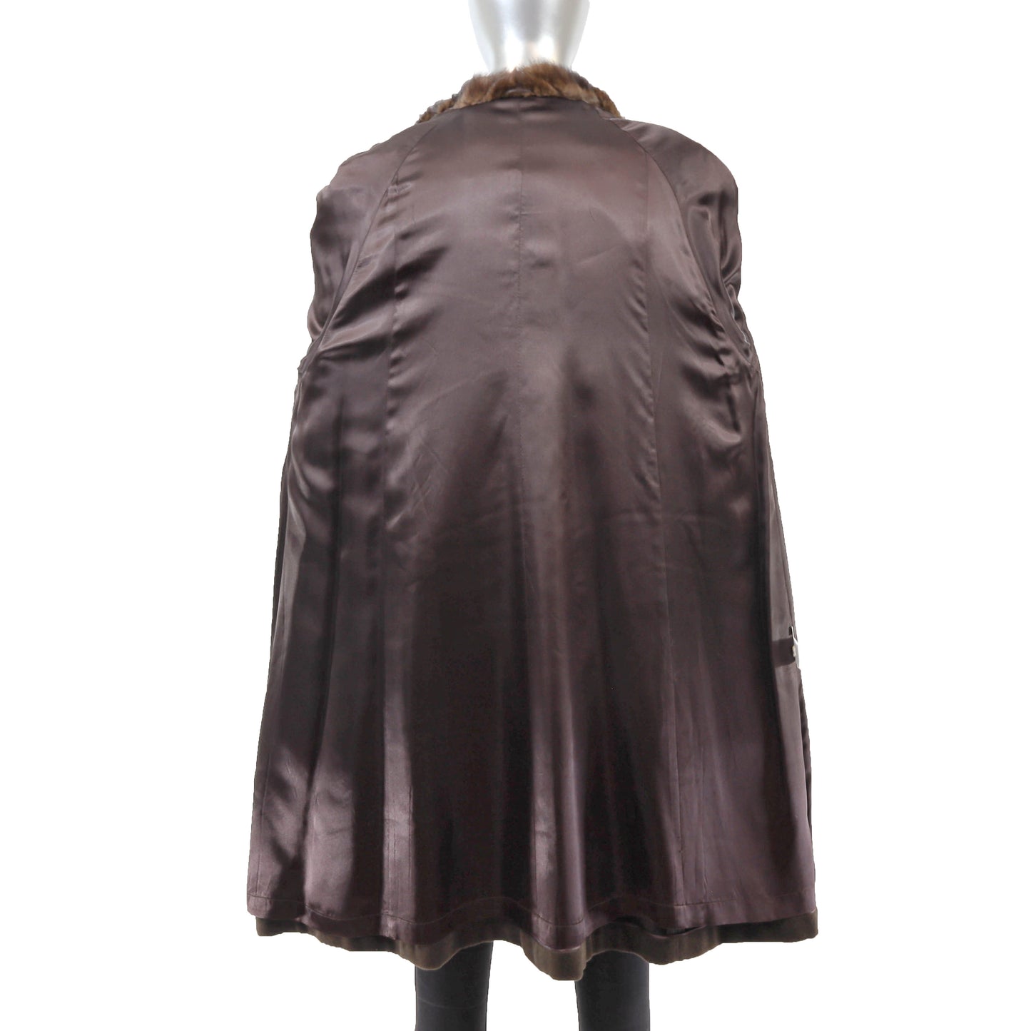Brown Cashmere and Wool Coat with Mink Trim- Size M-L