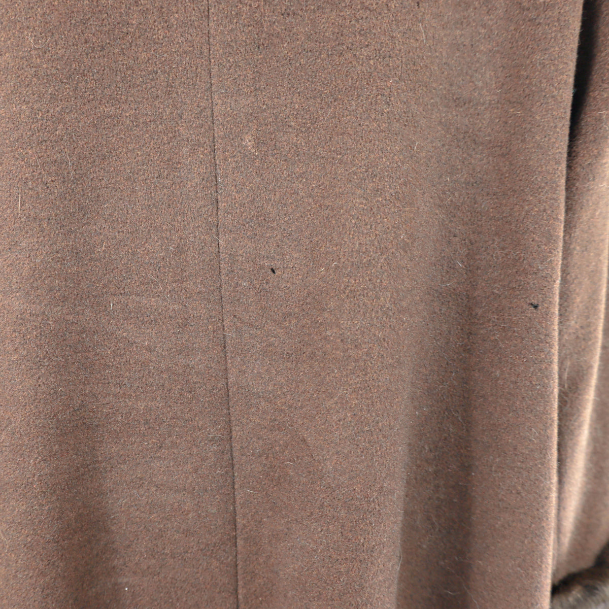 Brown Cashmere and Wool Coat with Rabbit Trim- Size L