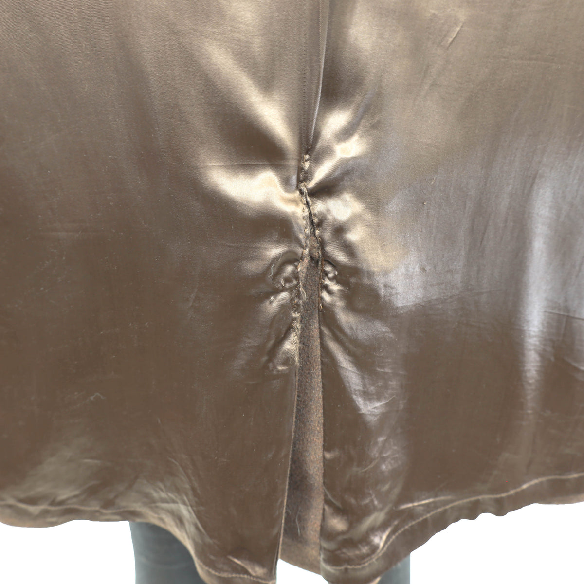 Brown Cashmere and Wool Coat with Rabbit Trim- Size L