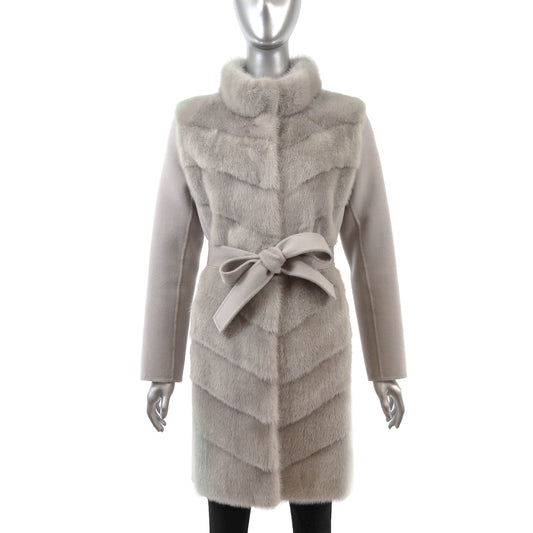Mink and Cashmere Coat with Detachable Sleeves- Size S