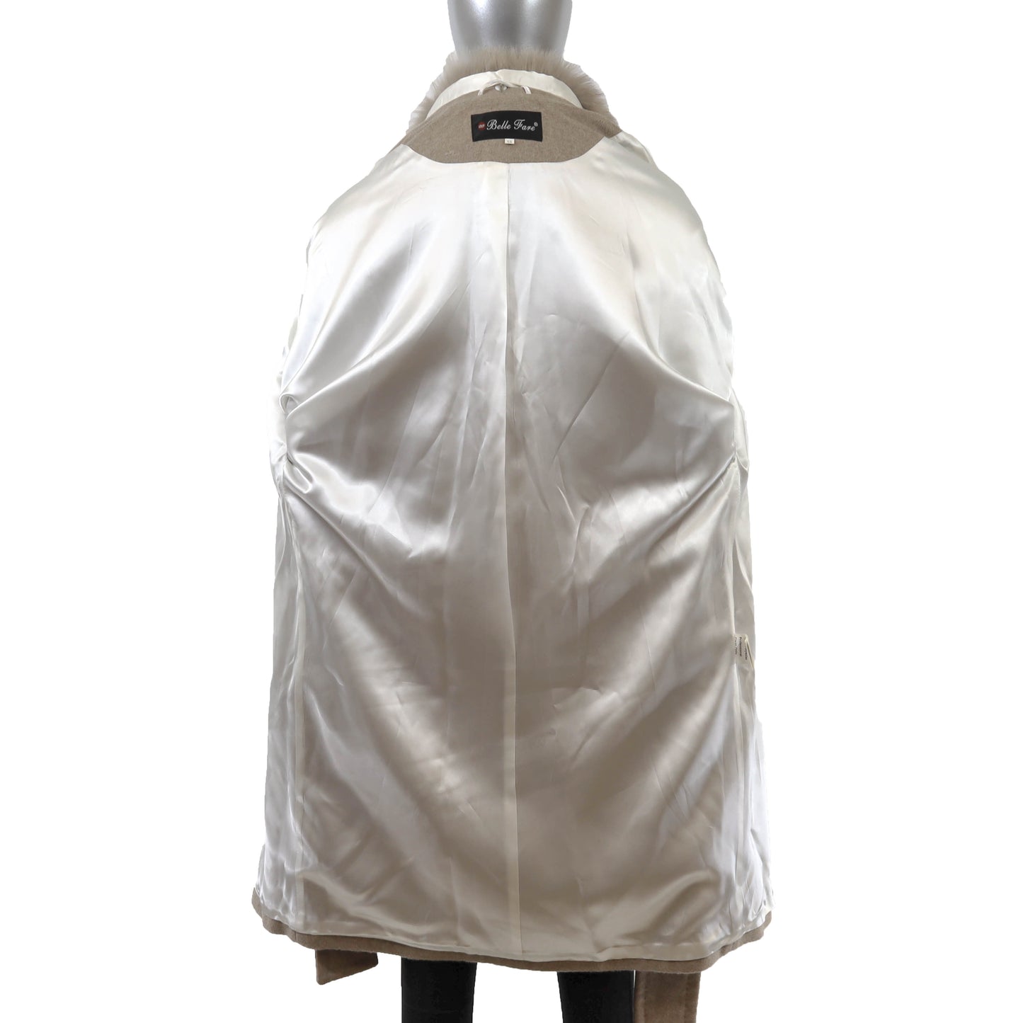 Grey Cashmere Coat with Detachable Fox Collar- Size S-M
