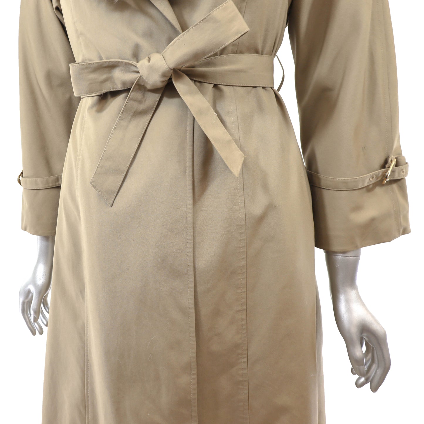 Beige Cloth Coat with Lamb Collar and Detachable Lamb Lining- Size S
