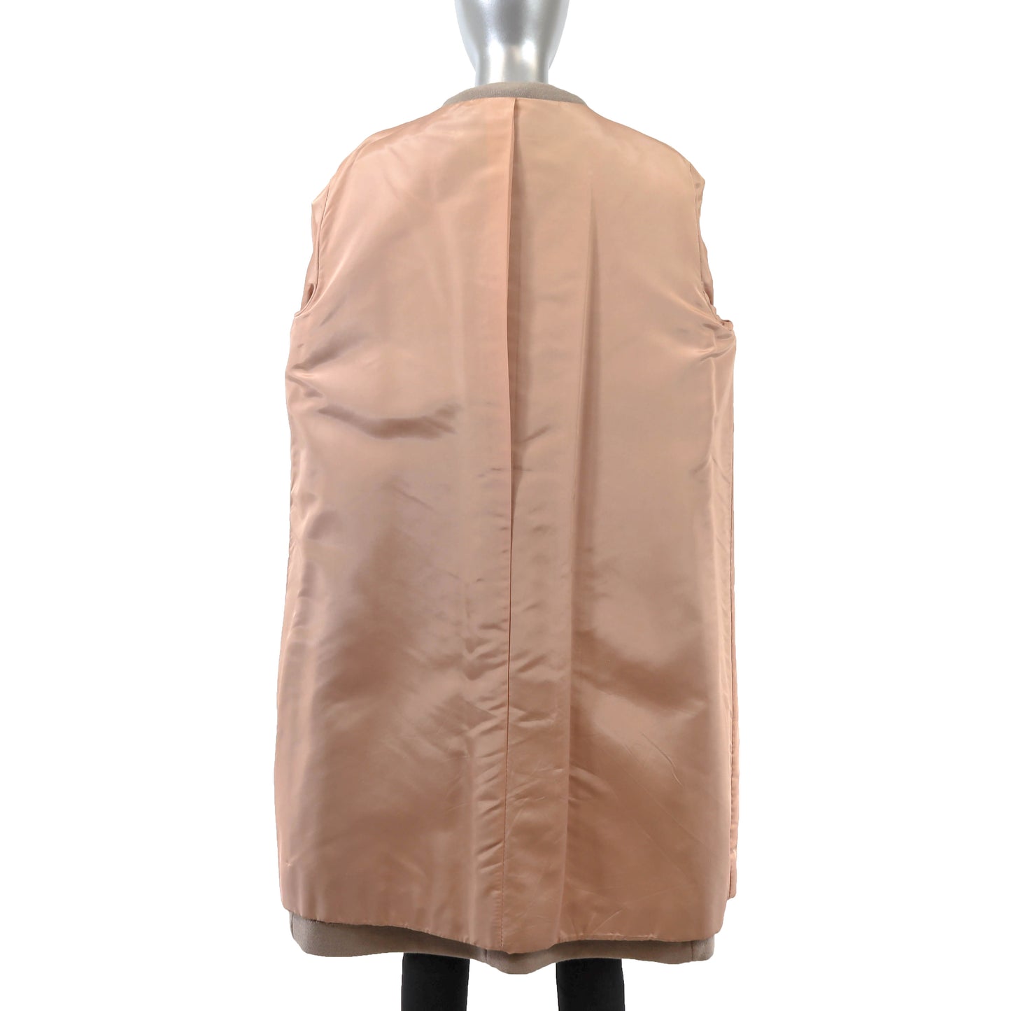 Beige Cloth Coat with Mink Collar- Size L